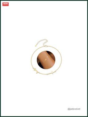 14K Gold Filled Initial Cross Bracelet Sterling Silver Dainty Link Chain